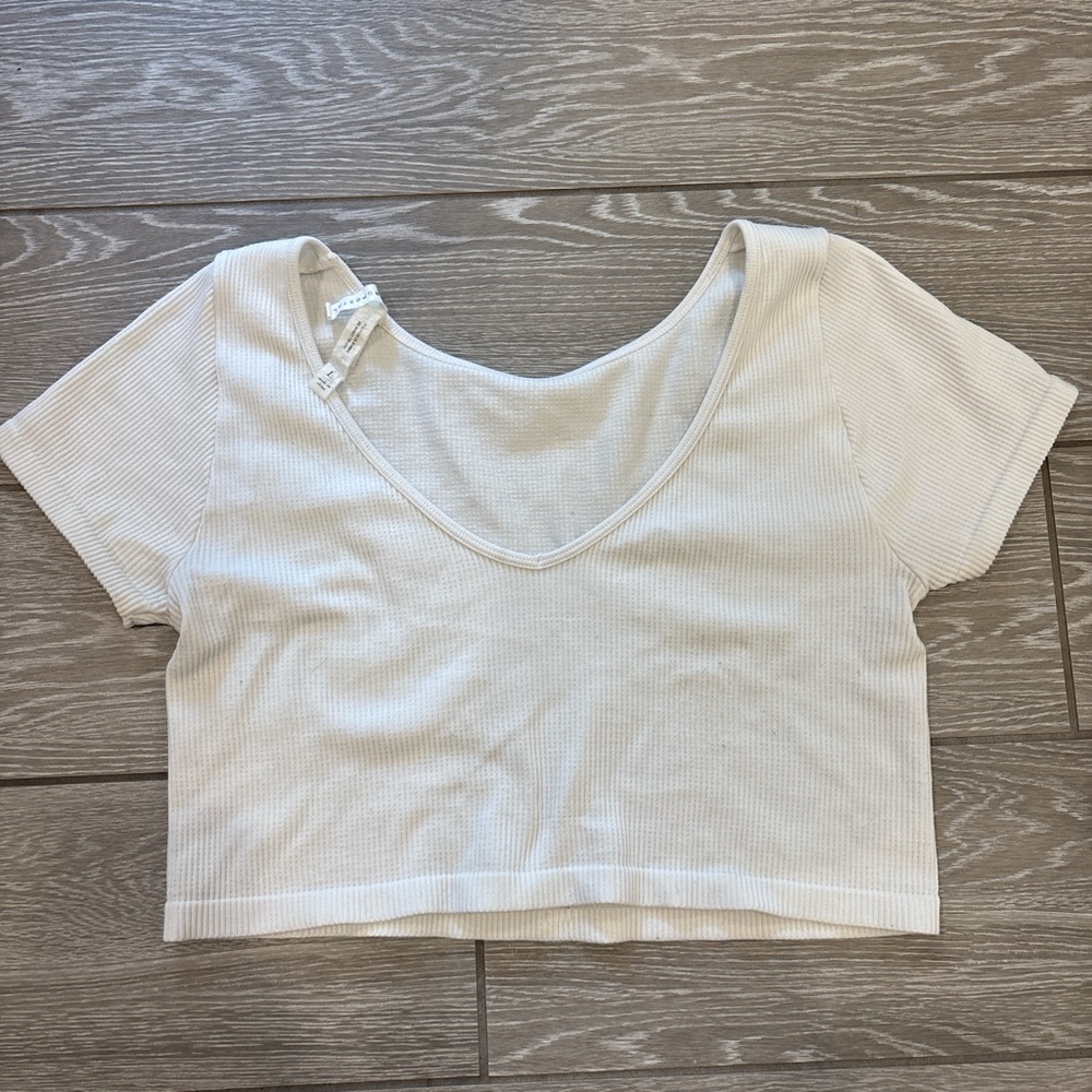 Aeropostale White Fitted Crop T-Shirt Short Sleeve